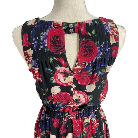 Modcloth Womens Flaunts And Needs Rose Floral Print Chiffon Sleeveless Dress S - Picture 7 of 14